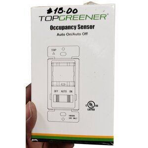 Topgreener TGOS5 Occupancy Sensor Light Switch 120VAC 60Hz Auto On/Off Indoor Us